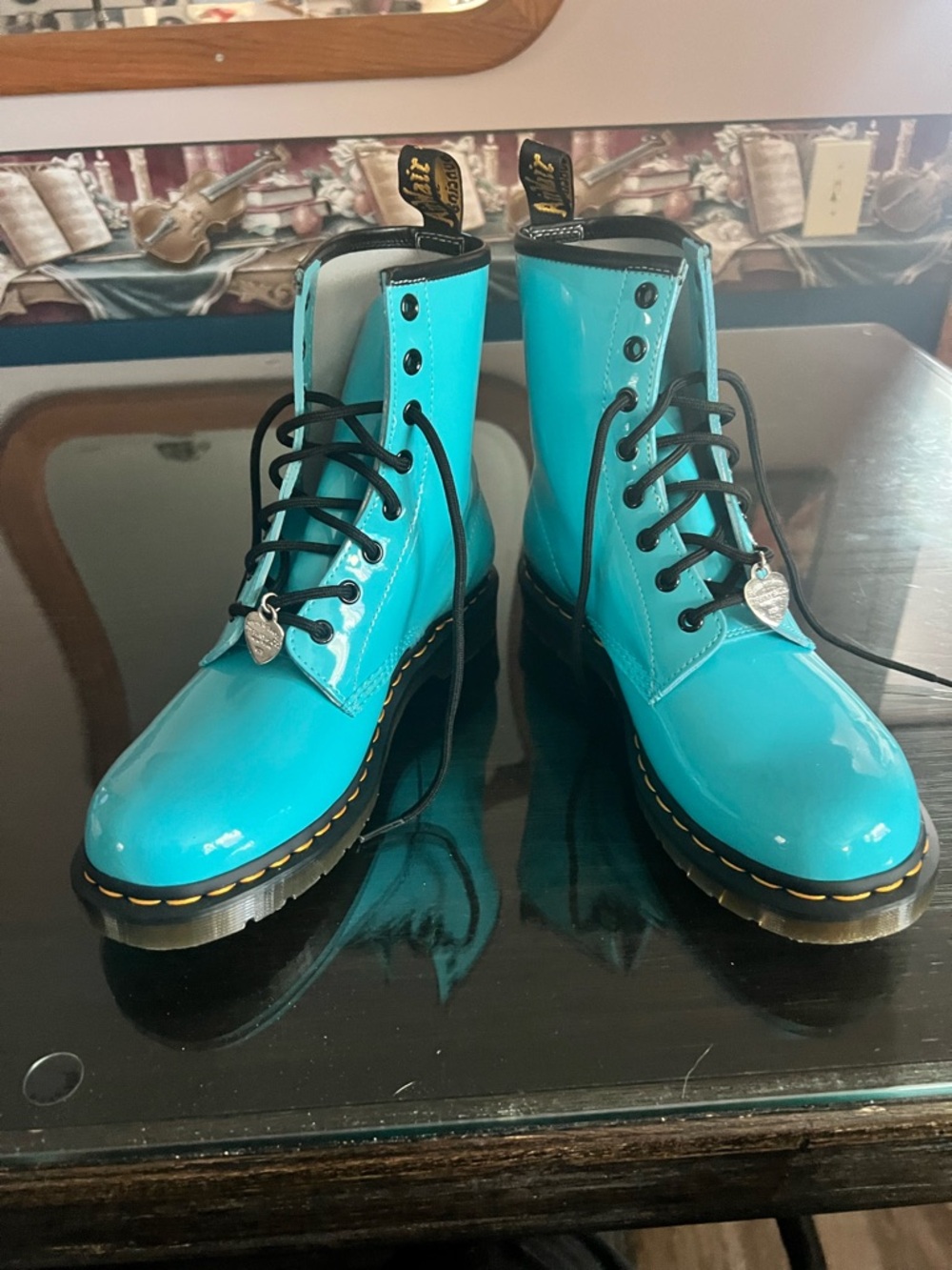 Dr. Martens Limited Release Tiffany Lace-Up Boots with Heart Charms size 10 - Picture 4 of 16